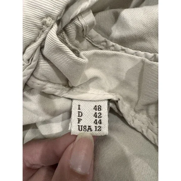 Brunello Cucinelli Womens Size 12 Flat Zip Wide Leg Dress Pants Tan High Rise